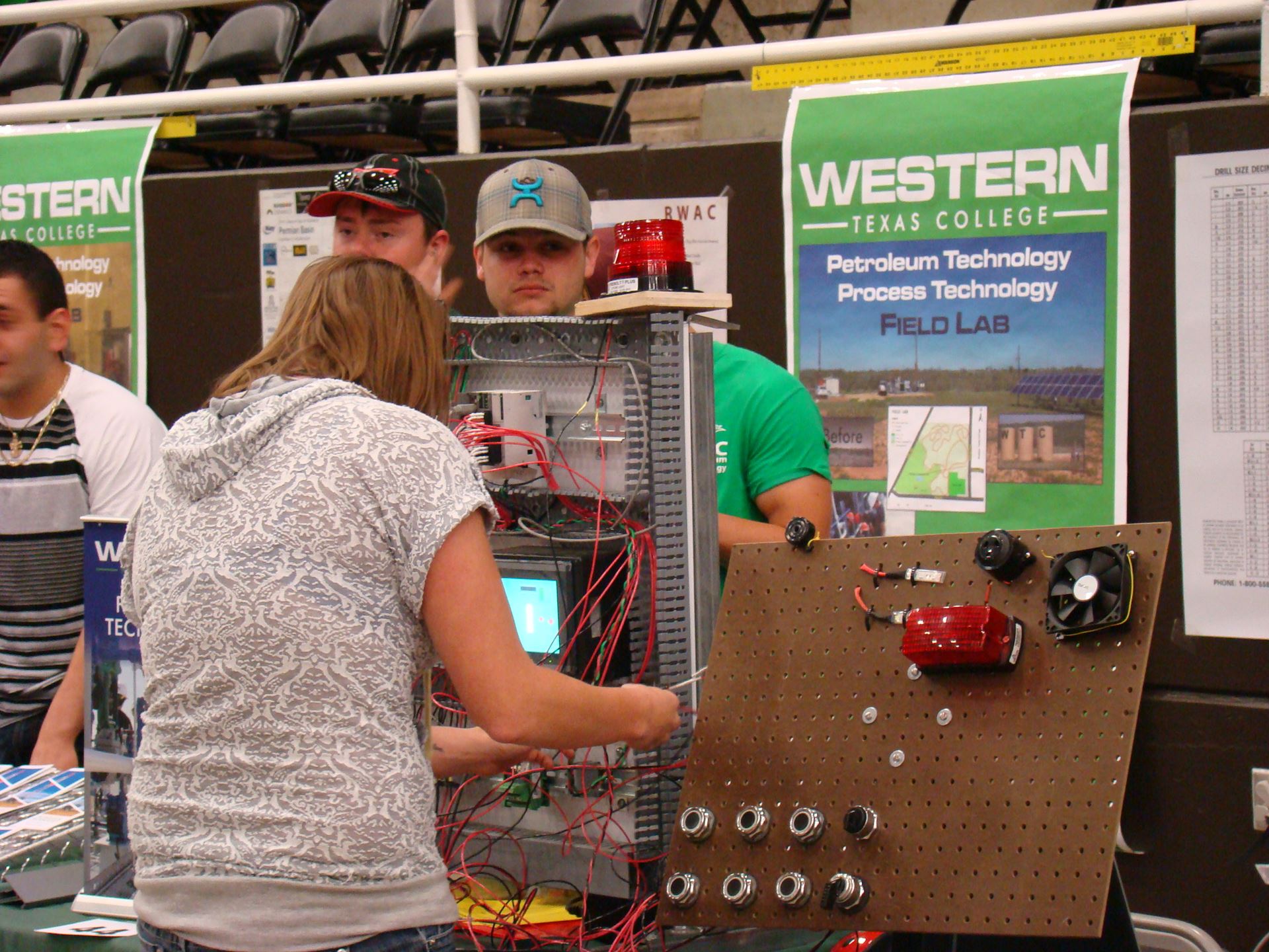 Student explores field lab equipment.
